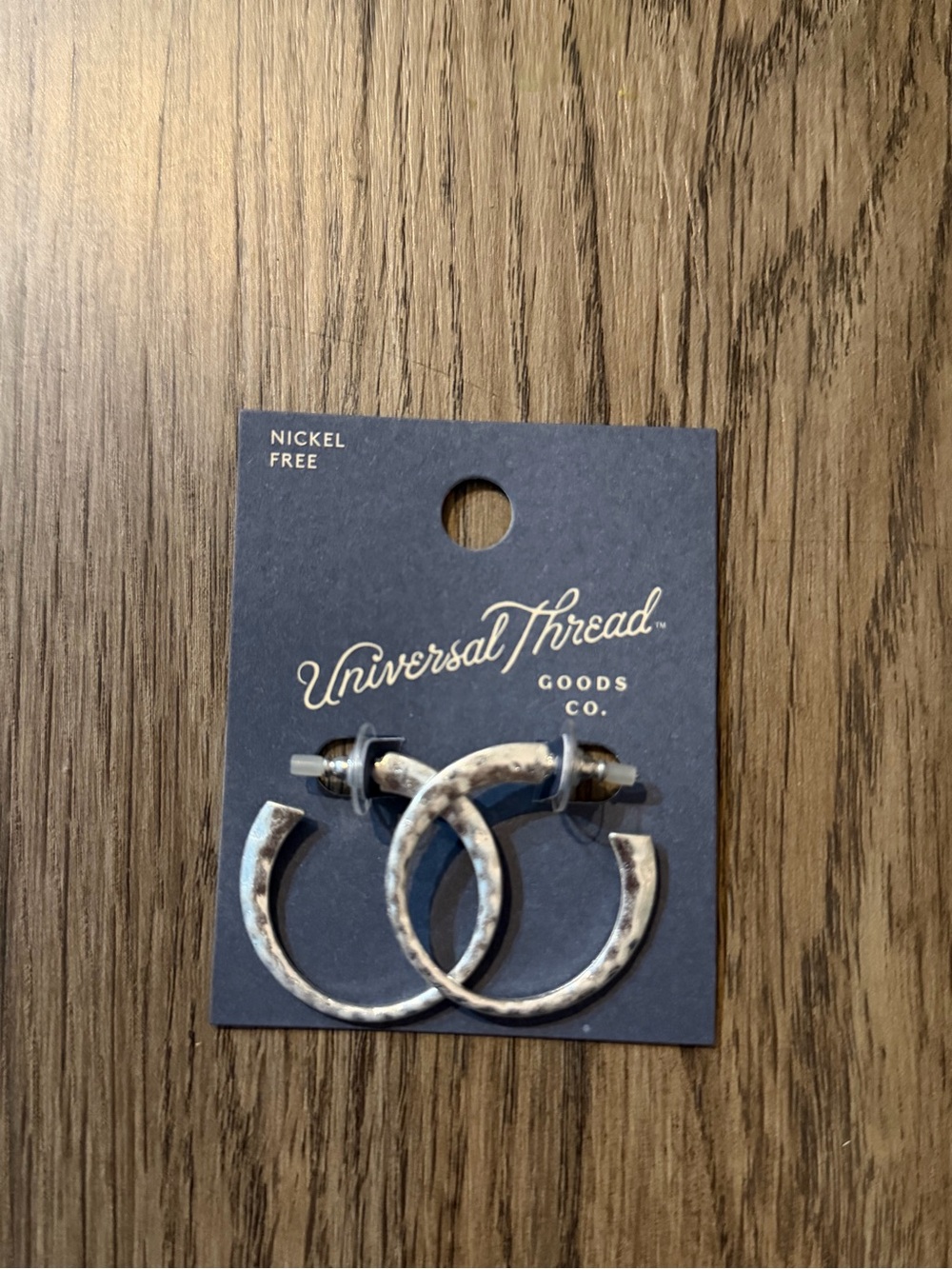 Universal Thread Silver Textured Hammered Hoop Earrings